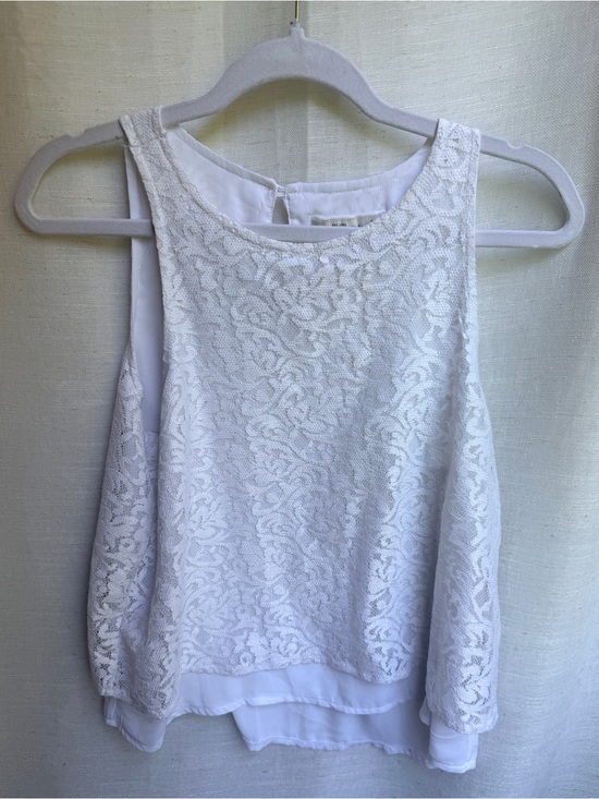 Abercrombie & Fitch Tops - Abercrombie & Fitch White Floral Lace Layered Trapeze Tank Top S